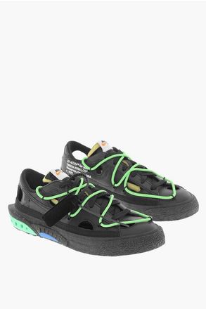 Nike OFF-WHITE Leather Low-Top Sneakers BLAZER 77 With Cut-Out De size 12,5