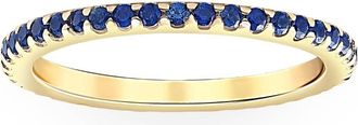Pompeii3 3/4Ct Genuine Blue Sapphire Eternity Ring Stackable Band 10k Yellow Gold