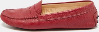 Tod's Tods Red Leather Gommino Slip On Loafers