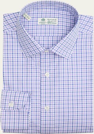 Borrelli Napoli Mens Cotton Check Dress Shirt