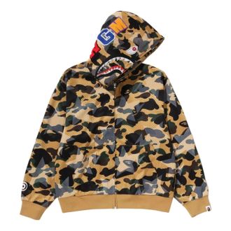 A Bathing Ape STA Over Print 1st Camo Mesh Shark Cropped Fit Full Zip Hoodie Yellow 1M30-115-310-YEL