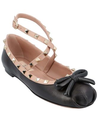 Valentino Womens Lambskin Rockstud Ballet Flat, Never Worn (Authentic Pre- Loved)