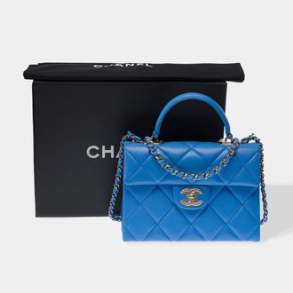 Chanel Mini Top Handle Flap Bag - Blue