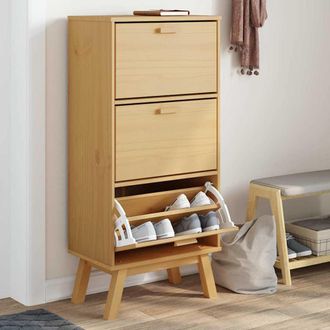 vidaXL Zapatero Olden Madera Maciza De Pino Marr&oacute;n 55x35x120 Cm Vidaxl