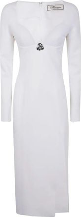 Blumarine V Neck Midi Crepe Double Dress