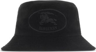 Burberry Ribfluwelen vissershoed met Knight-print - Zwart