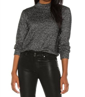 Astr Arabella Open Back Sweater In Black / Silver