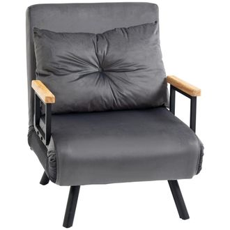 HOMCOM Sof&aacute; cama individual 63x73x81 cm gris