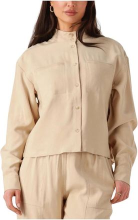 Moss Copenhagen Beige Selia Shirt voor Vrouwen - Dames - Blouses - Beige - M - Polyester - Overhemden