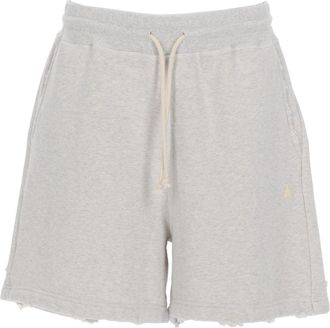 Golden Goose Neutral Wide-Leg Raw Frayed Cotton Shorts