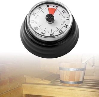 OEM Temporizador De Sauna De Acero Inoxidable - Reloj Mec&aacute;nico Para Saunas Y Spas, Hasta 55 Minutos, Funcionamiento Autom&aacute;tico Sin Pilas - Negro