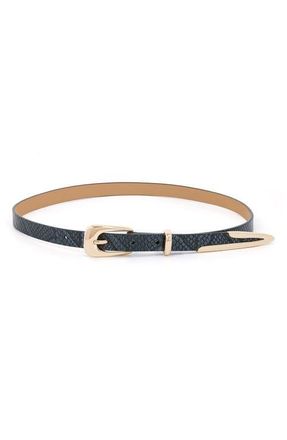 Ettika Liquid Metal Western Buckle Belt in Grey Snake at Nordstrom, Size X-Small