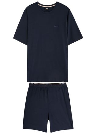 BOSS Boss Logo-embroidered Stretch-jersey Pyjama set - Dark Blue - L