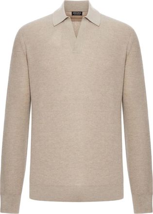 Ermenegildo Zegna Maglione stile polo in cashmere - Toni neutri