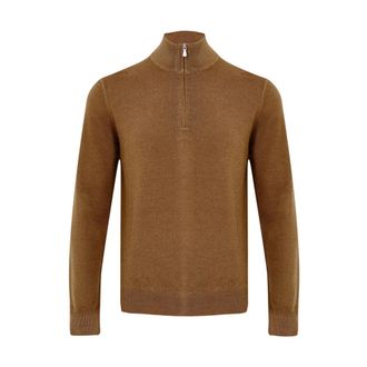 Gran Sasso Turtlenecks, male, Brown, Size: 2XL Maglia Lupetto Mezza Zip