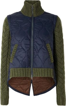 Veronica Beard Womens Patra Mixed Media Jacket, Navy/Army Melange