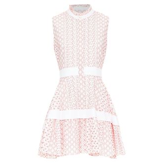 Alexis 2020 white pink rustikan floral guipure lace fit flare dress M