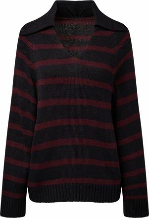 WeWoreWhat Collar V Neck Sweater in Navy/merlot at Nordstrom, Size Small