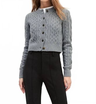 Favorite Daughter Eleanor Classic Cable-Knit Cardigan In Heather Grey