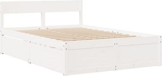 vidaXL Bed Frame without Mattress White 120x190 cm Small Double Solid Wood Pine Vidaxl