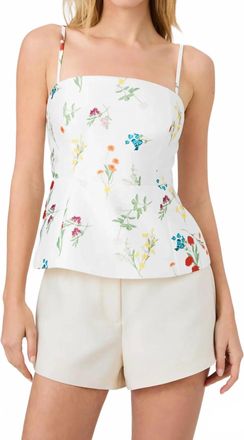 French Connection Christine Flower Top In Summer White