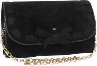 Chanel Pre-owned Clutches, female, Black, Size: ONE SIZE Pre-owned Suede Clutch