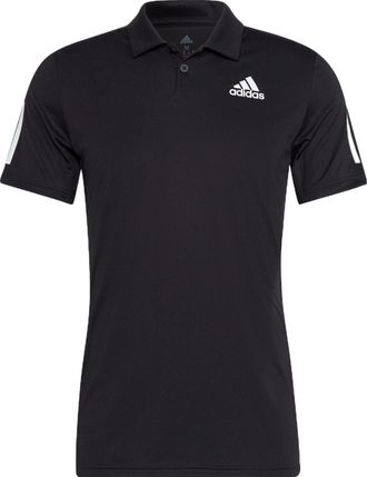 adidas Solid Color Logo Tennis Sports Short Sleeve Polo Shirt Black HB6224