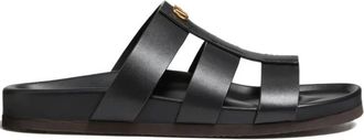 Valentino Schoenen, Heren, Zwart, 40 EU, Leer, Studshield Slide Sandaal