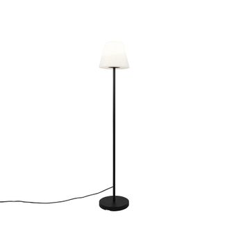 QAZQA Dise&ntilde;o L&aacute;mpara De Pie De Exterior Negra Con Pantalla Blanca Ip65 25 Cm - Virginia Acero /pl&aacute;stico /aluminio Alargada Adecuado Para Led Max. 1 X 23 Wat