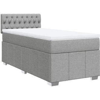 vidaXL Cama Box Spring Con Colch&oacute;n Tela Gris Claro 90x200 Cm Vidaxl