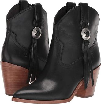 Frye Faye Concho Short Womens Boots Black Antique Pull Up : 11 B - Medium, Leather