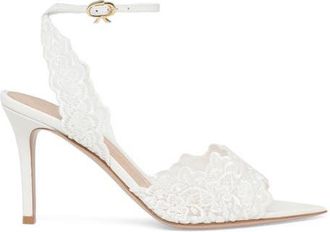 Gianvito Rossi Yvonne Sandal in White Textile at Nordstrom, Size 37.5