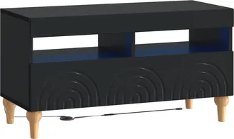vidaXL Mueble De Tv Led Negro Madera De Ingenier&iacute;a Vidaxl