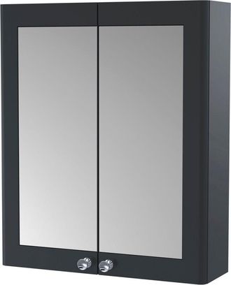 Nuie Nuie - Classique 2-Door Mirrored Bathroom Cabinet 600mm Wide - Satin Anthracite