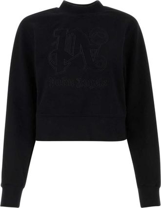 Palm Angels Zwarte zwarte sweater - Dames - Blouses - Zwart - S - Katoen - Overhemden