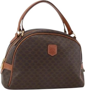 Celine Pre-owned Vintage Macadam Canvas Handtas - Dames - Vintage Handtas - Bruin - ONE Size - Leer - Vintage