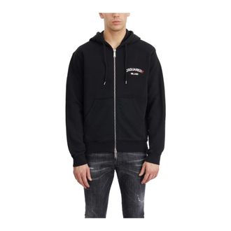 Dsquared2 Zip-throughs, male, Black, Size: M Hooded Zip-Up Sweater