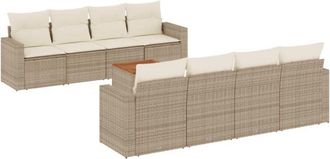 vidaXL Set De Sof&aacute;s De Jard&iacute;n 9 Pzas Con Cojines Rat&aacute;n Sint&eacute;tico Beige Vidaxl