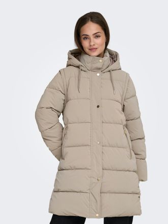 Only Steppmantel ONLY ONLDIXIE LIFE 2IN1 PUFFER COAT CC OTW, Damen, Gr. M, string, Web, Obermaterial: 100% Polyester, unifarben, regular fit, Rippb&uuml;ndchen,