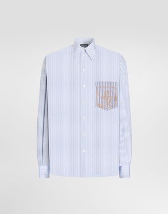 Dolce & Gabbana Striped Poplin Shirt - Man Shirts Multicolor 37