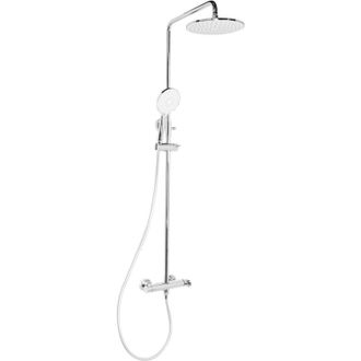 Beliani Columna De Ducha Moderna De Lat&oacute;n Mezclador 3 Modos De Chorro Con Funci&oacute;n Lluvia De Pared Plateado Catamarca