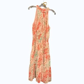 Jade Yoga Womens Cinch Waist Halter Dress In Pink Garden