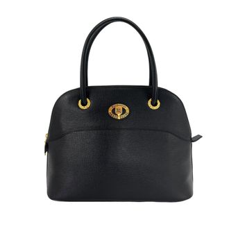 Burberry Black Leather Handbag Tote Bag (Pre-Owned)