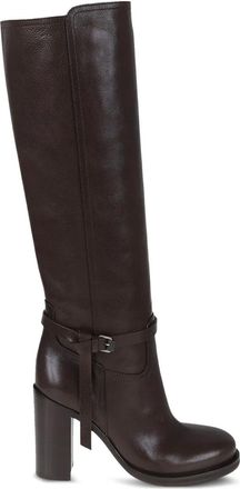 Brunello Cucinelli 100mm buckle-strap leather boots - women - Leather/Buffalo Leather/Leather - 38 - Brown
