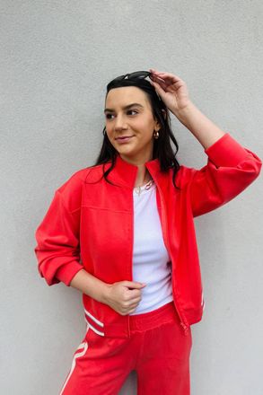 Esqualo Zip Up Cardigan In Chili Red