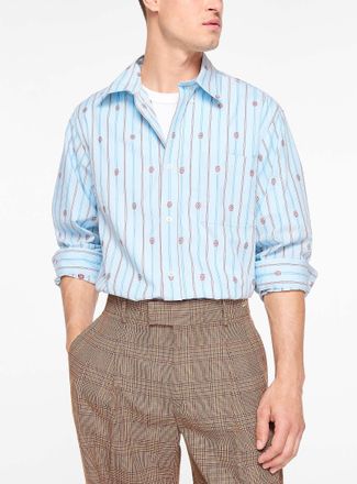 Dr&ocirc;le de Monsieur Mens Repeated logo striped shirt
