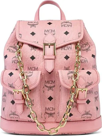MCM Mini Aren Drawstring Backpack in Visetos in Pink at Nordstrom