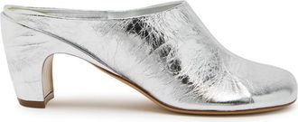 Dries Van Noten 70 Crinkled Metallic Leather Mules - Silver - 39 (IT39 / UK6)