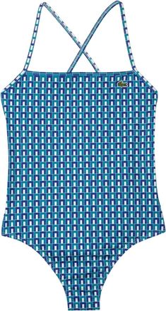 Lacoste Dames/Dames Robert George Geometrisch Eendelig Zwempak (Blauw/Wit)