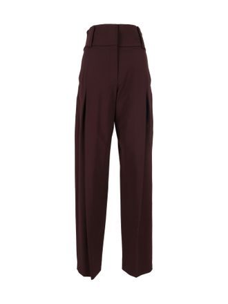 Sportmax Purple Girino Pleated High-Waist Straight-Leg Pants